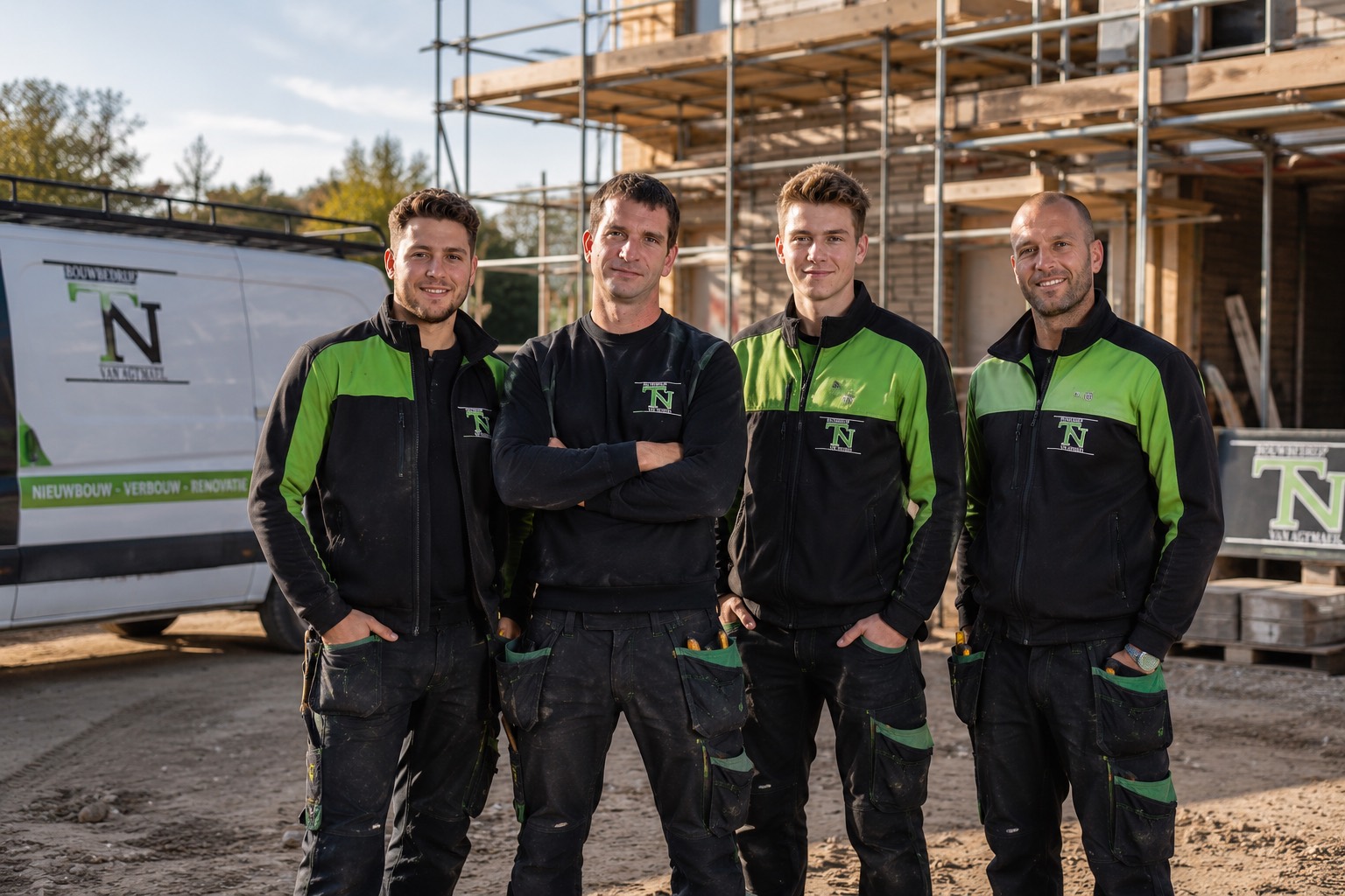 Het team van Bouwbedrijf T.N. van Agtmael voor een woning in aanbouw
